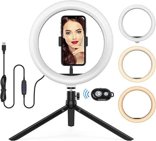 10” Selfie Ring Light with Desktop tripod & Cell Phone Holder 